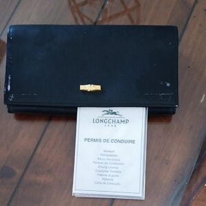 Longchamp Black Wallet with Gold Accent, Slight Scuffing, see Photos